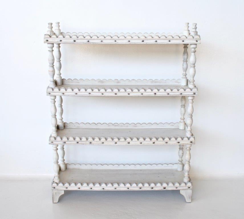 4 TIER WHITE WASHED SHELF  146X115X40CM
